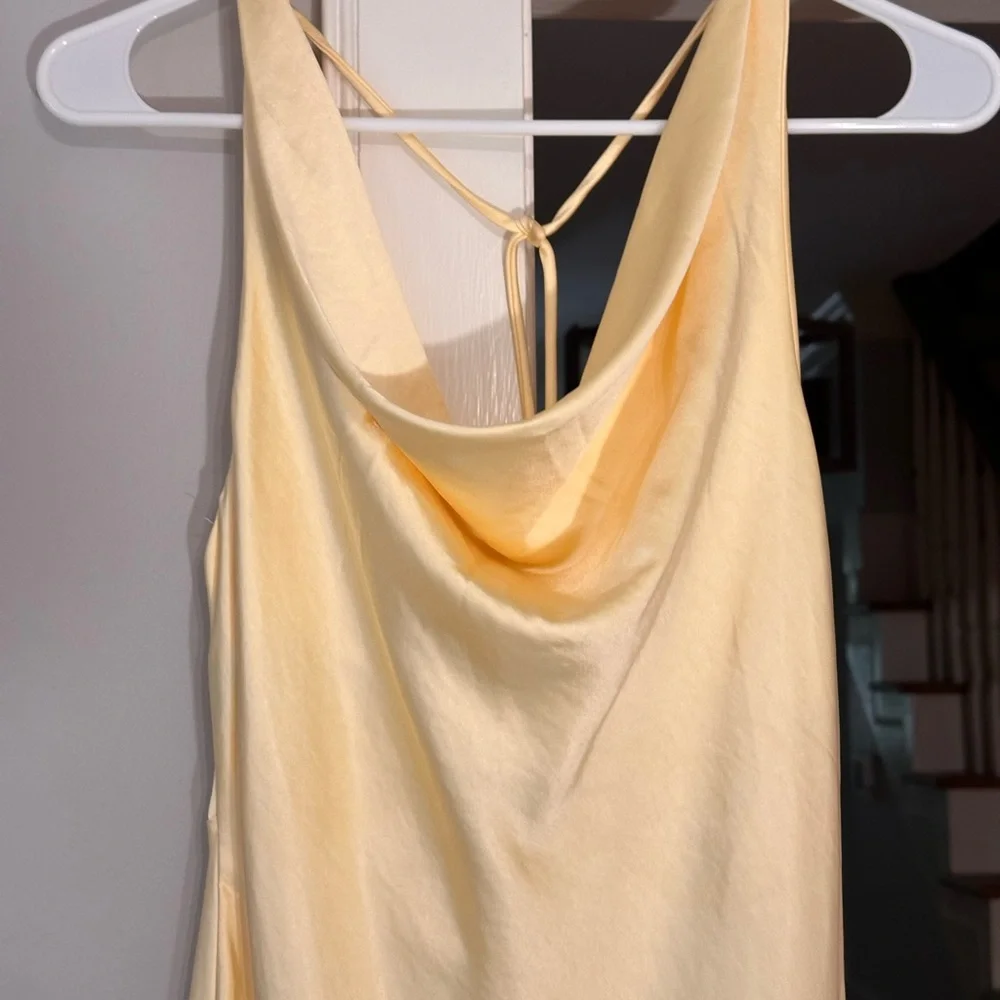 Elegant Backless Cowl Slip Dress in Pale Yellow - Picture 5 of 6